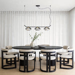 Minimalist Black Wrought Iron Chandelier with Smoked Glass Shades