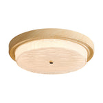 Artisan Wood Flush Mount Ceiling Light with Vintage Glass Shade