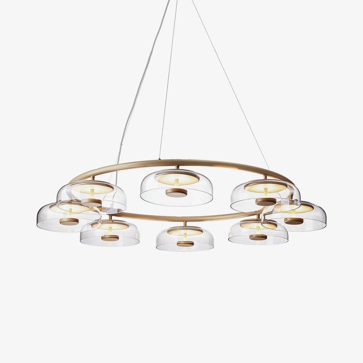 Solara LED Chandelier in Brass and Glass for Modern Interiors