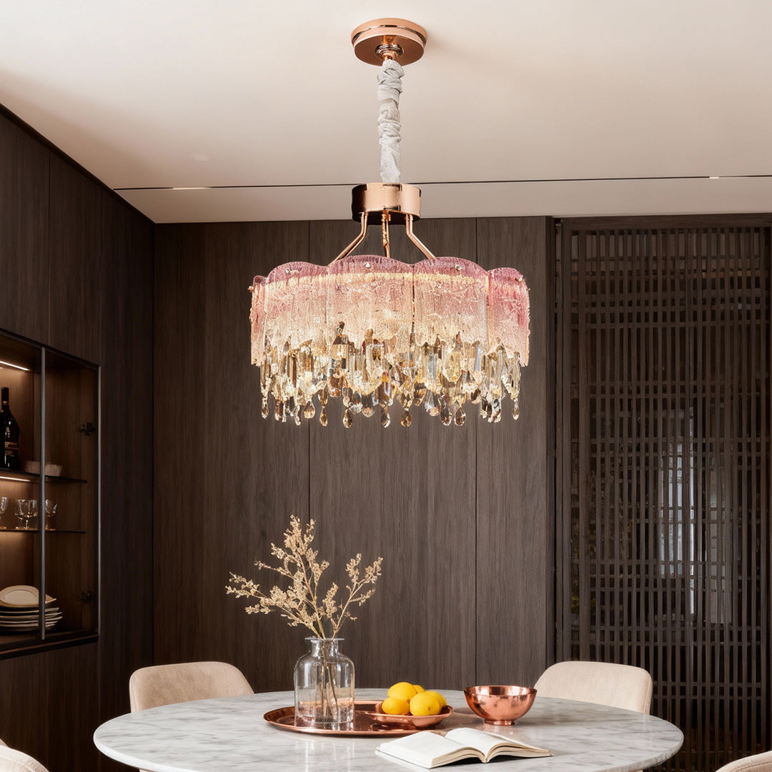 French Crystal Glass Fringe Chandelier | Luxury LED Ceiling Light