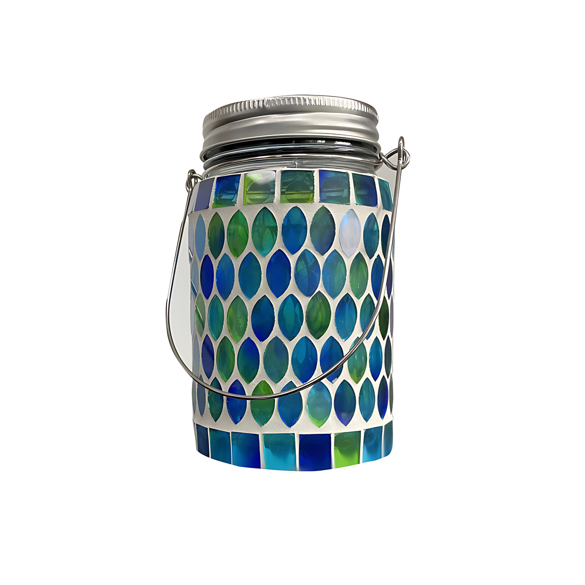 Artisan Solar Glass Mosaic Lantern for Garden and Patio
