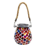 Artisan Solar Glass Mosaic Lantern for Garden and Patio