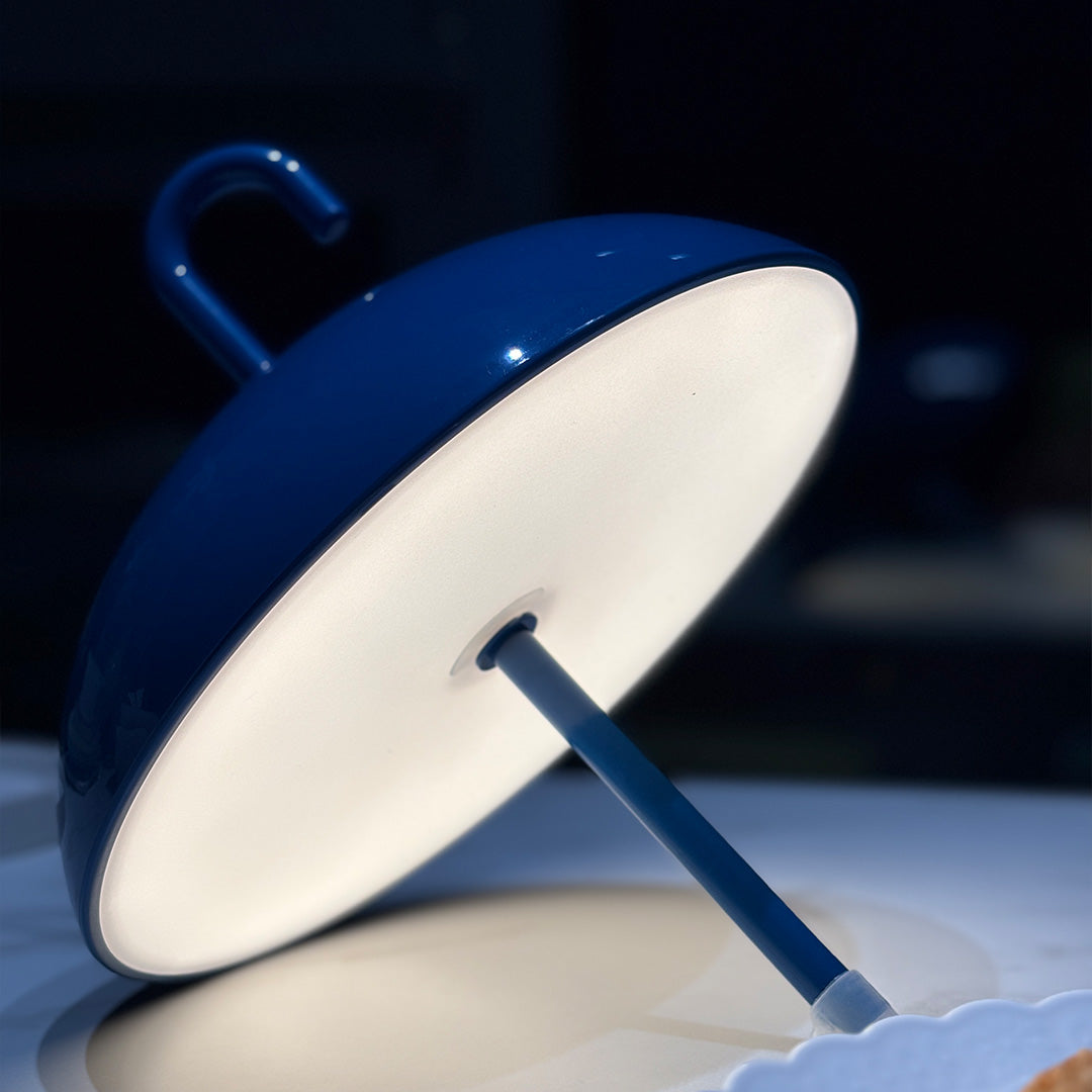 Aria Portable LED Table Lamp with Umbrella Shade, Rechargeable & Dimmable