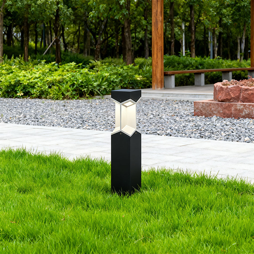 Minimalist Black Bollard Landscape Lights, Weatherproof Outdoor LED Path Lighting