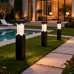 Minimalist Black Bollard Landscape Lights, Weatherproof Outdoor LED Path Lighting