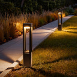 Modern Aluminum Bollard Landscape Light with Warm LED Glow