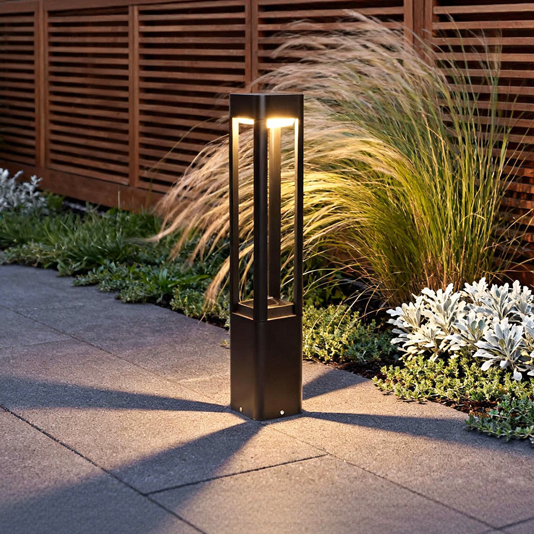 Modern Aluminum Bollard Landscape Light with Warm LED Glow