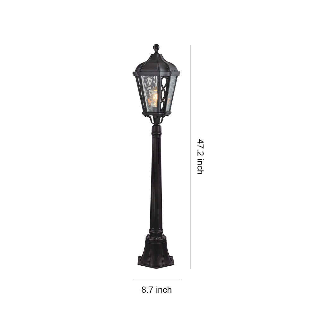 Modern European Outdoor Post Light with Clear Glass Shade