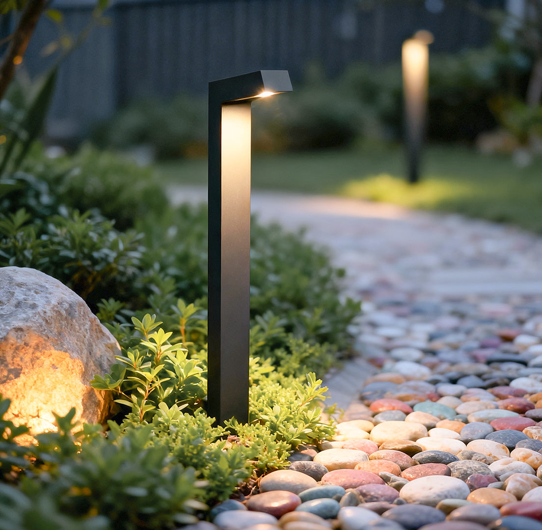 Modern Black Aluminum Bollard Path Light for Garden Walkways