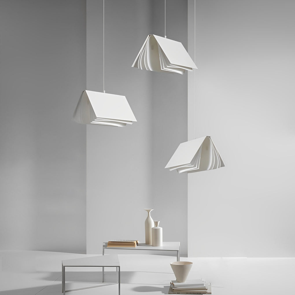 Modern Book Pendant Light with Fabric Shade for Study and Office