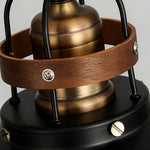 Industrial Vintage Pendant Light with Walnut Accents, Adjustable Hanging Chain