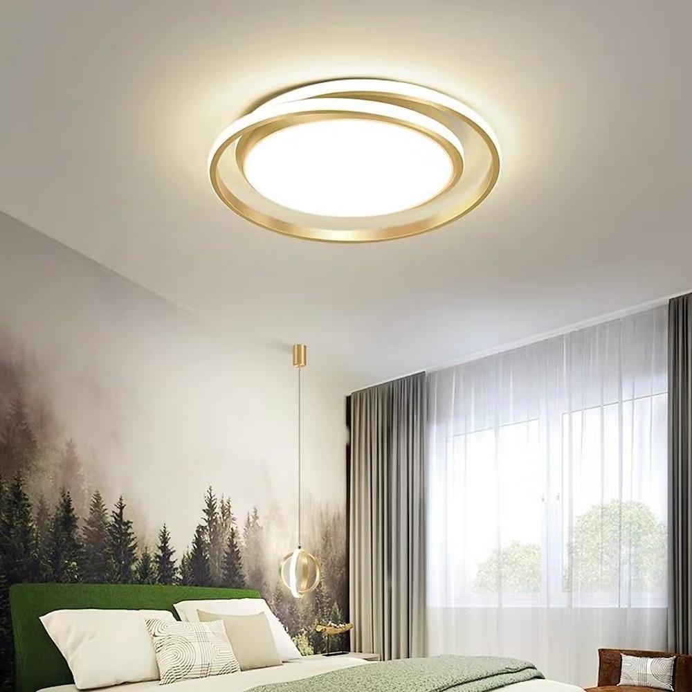 Lumina Circle LED Flush Mount Ceiling Light in Black and Gold for Modern Bedrooms