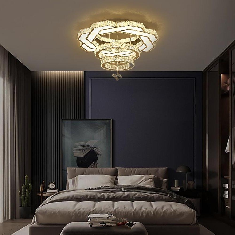 Ambient Crystal Led Flush Mount Light 20 24 31 Gold Or Silver
