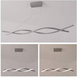 Interwoven Waves LED Pendant Light – Modern Gold Linear Chandelier for Kitchen Island