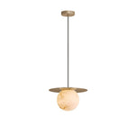 Marble Ball Pendant Light with Brass Accent – Nordic Modern Hanging Lamp