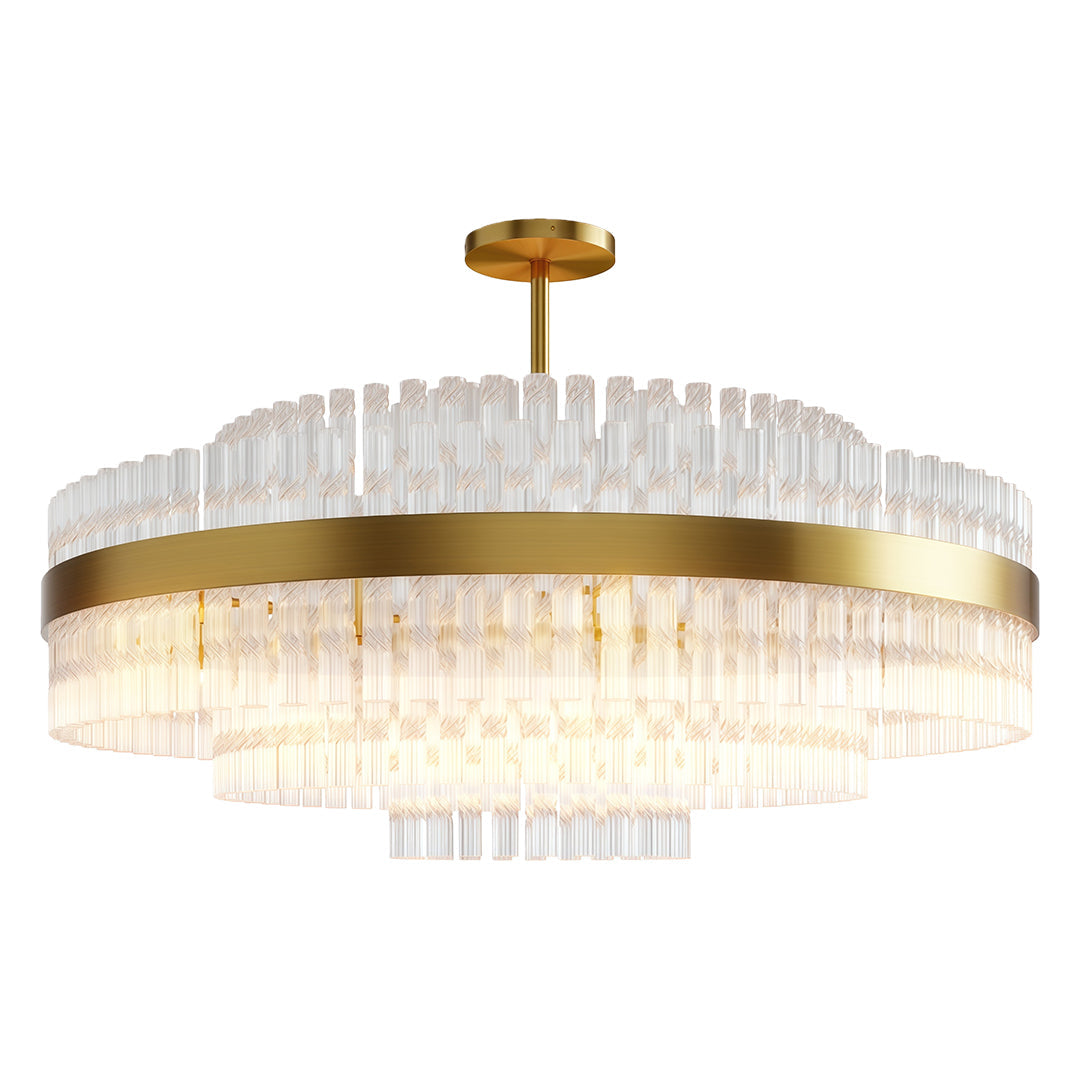 Full Copper Modern Chandelier with Clear Glass Shade for Dining Room and Living Room