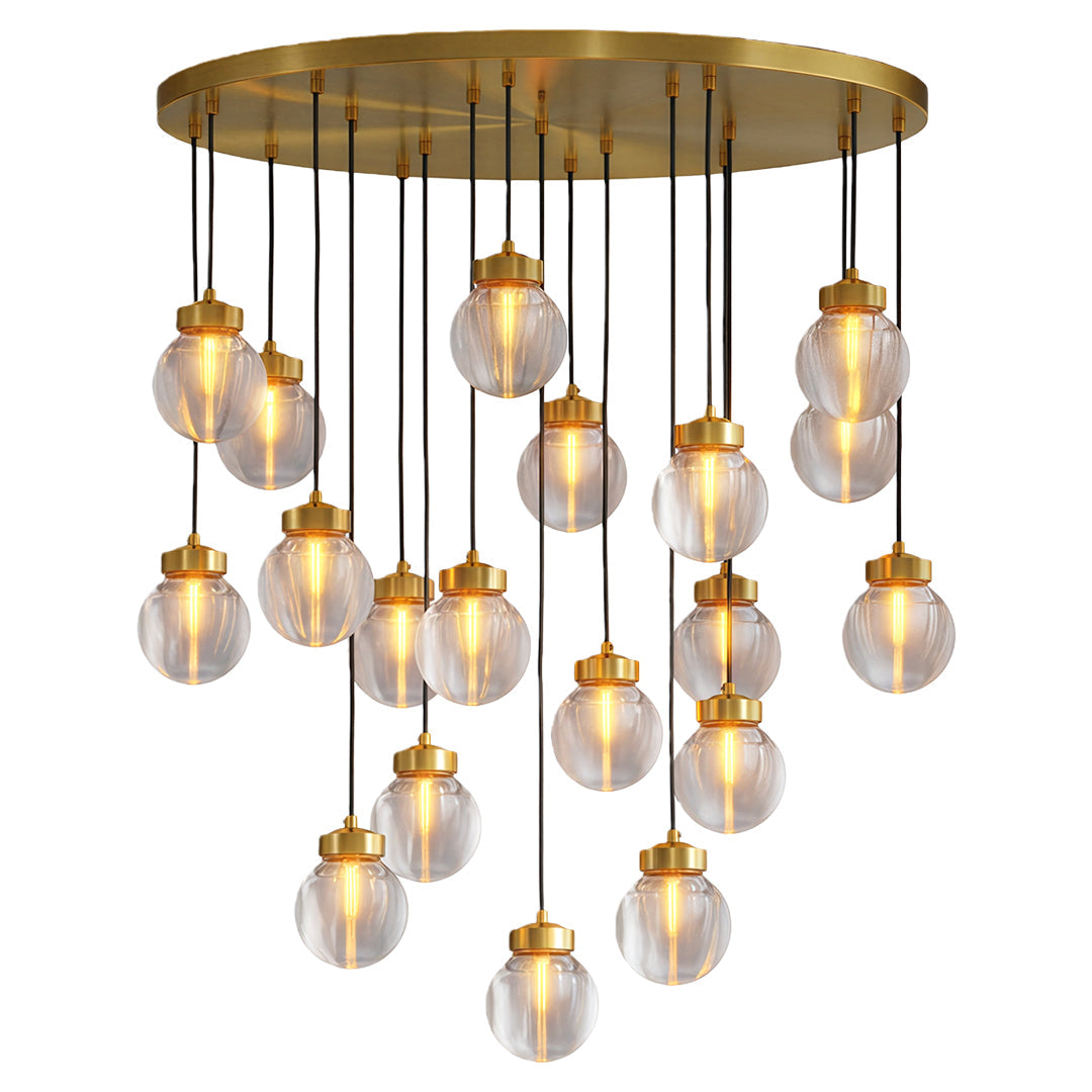 Luxury Copper Chandelier with Clear Glass Shades for Modern Interiors
