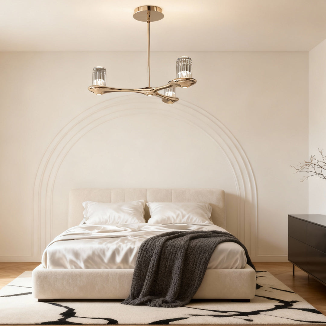 Aurelia Brass Crystal Chandelier – Nordic Minimalist Pendant Light