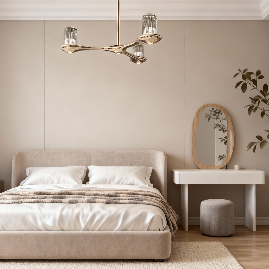 Aurelia Brass Crystal Chandelier – Nordic Minimalist Pendant Light