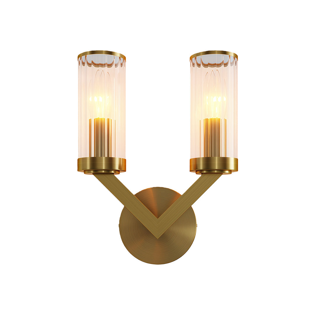 Aurelia Double Glass Wall Sconce in Pure Copper