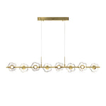 Linear LED Pendant Light in Black or Gold, Modern Nordic Chandelier for Dining and Living Spaces