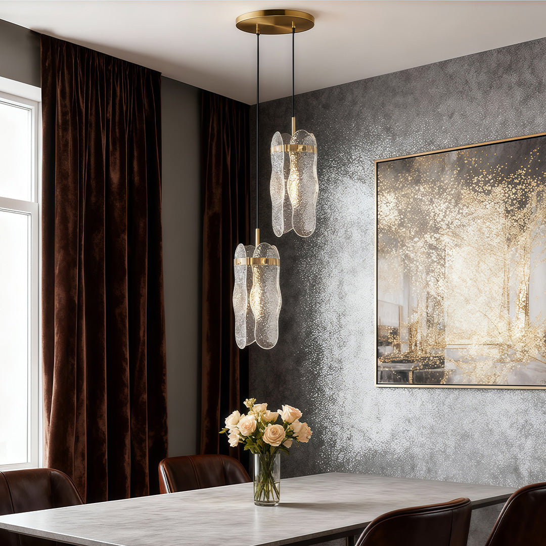 Luxury Brass Glass Pendant Light with Adjustable Chain for Modern Interiors