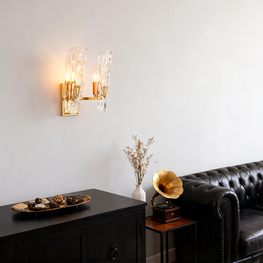 Classic European Brass Glass Wall Sconce with Clear Shade