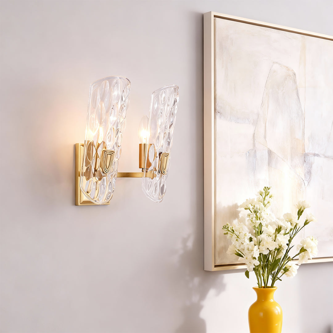 Classic European Brass Glass Wall Sconce with Clear Shade