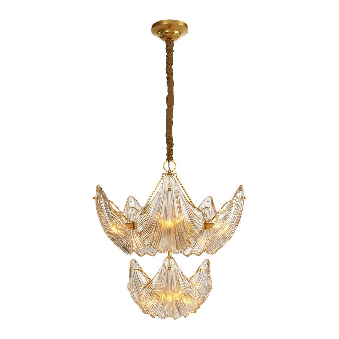 Luxury Copper Glass Chandelier Modern Large Pendant Light for Living Room