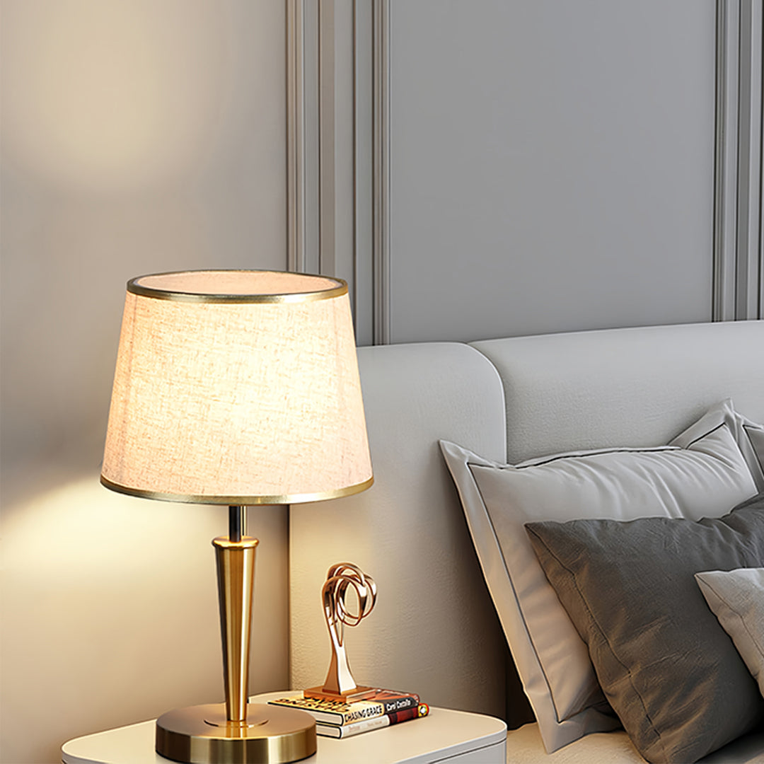 Nordic Brass Table Lamp with Fabric Shade for Modern Interiors