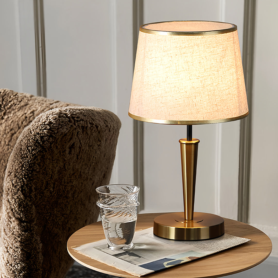 Nordic Brass Table Lamp with Fabric Shade for Modern Interiors