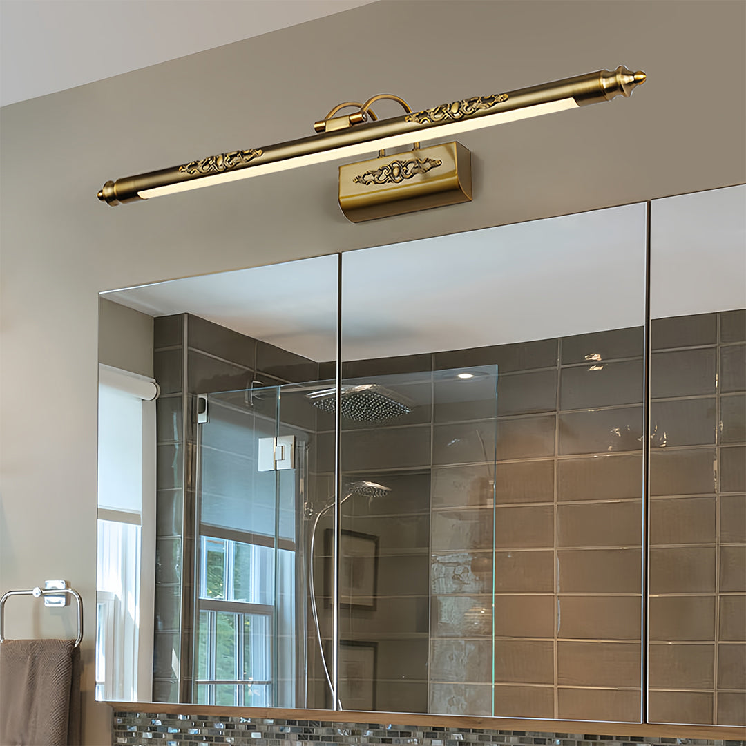 Antique Brass LED Vanity Light Bar with Acrylic Shade