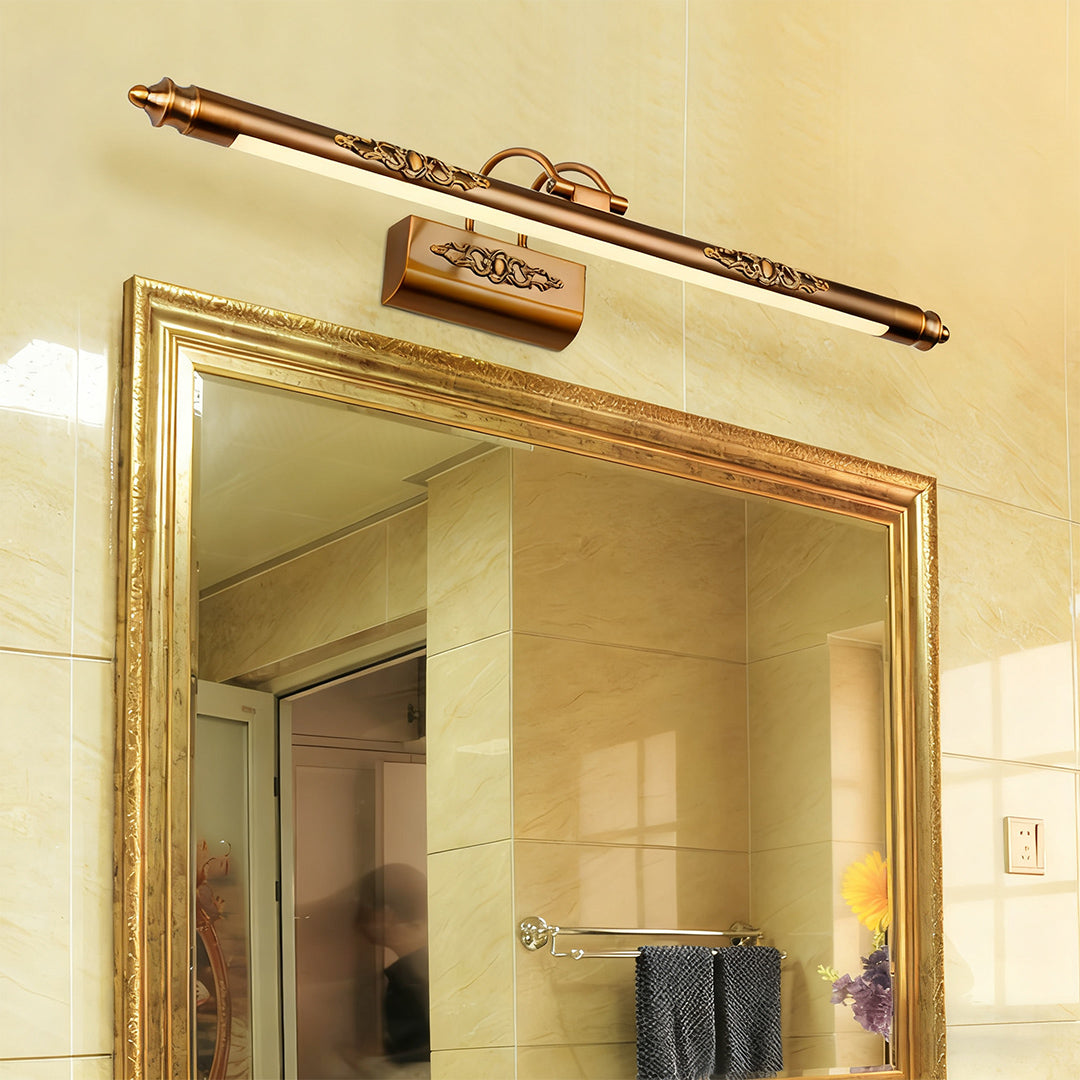 Antique Brass LED Vanity Light Bar with Acrylic Shade