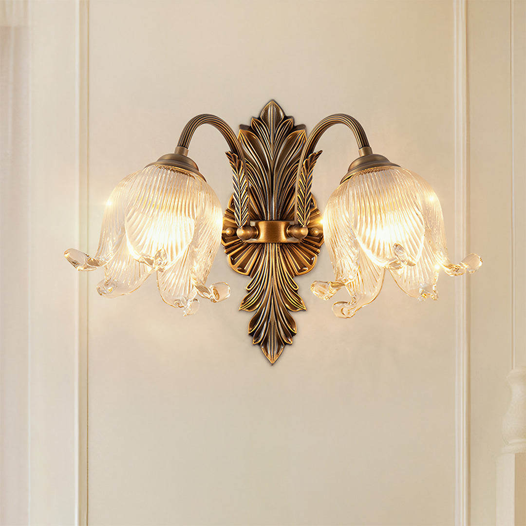 Artisan Brass Wall Sconce with Hand-Blown Glass Shade
