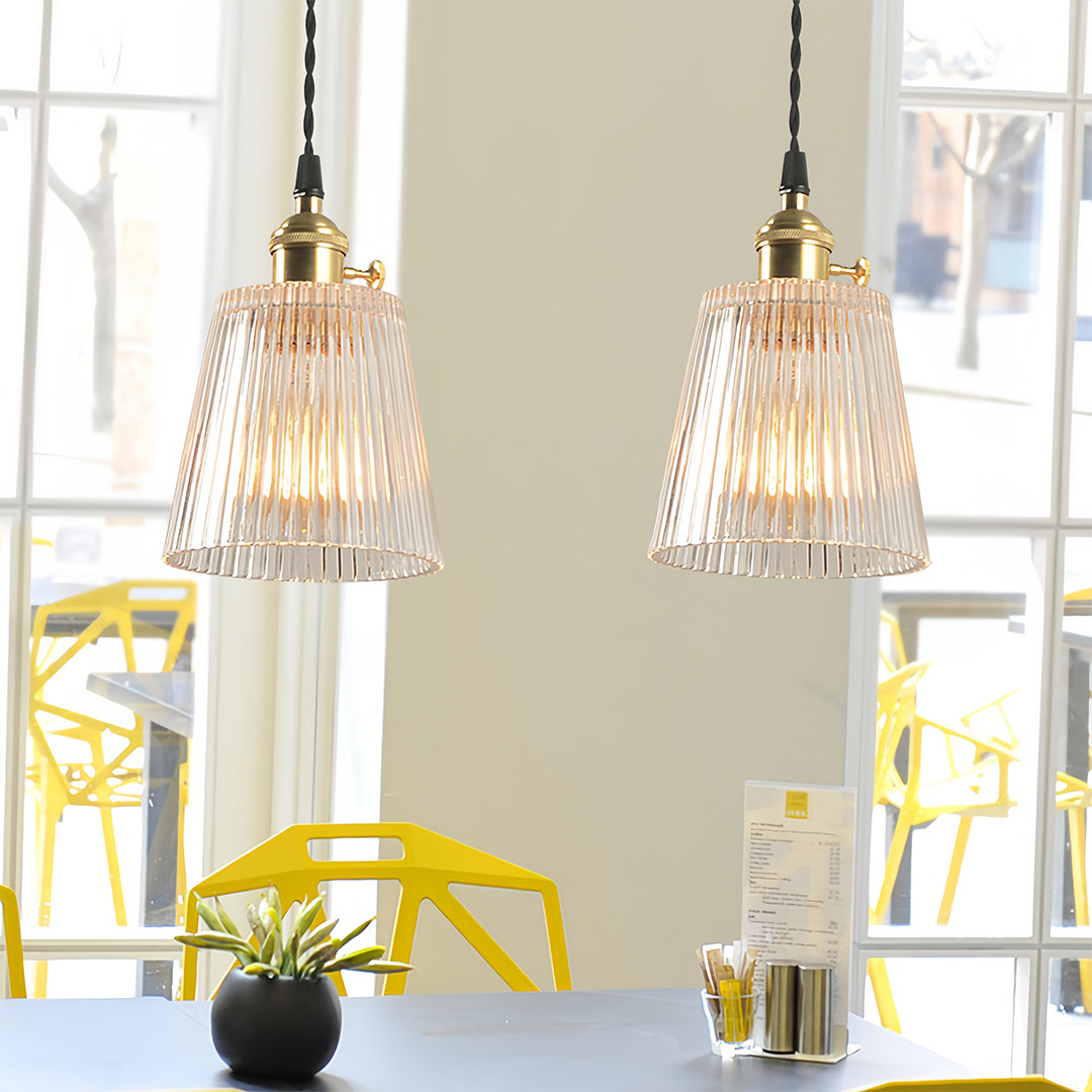Nordic Minimalist Brass Pendant Light with Clear Glass Shade