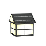 House-Shaped Outdoor Pillar Light in Black Stainless Steel
