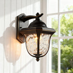 European Outdoor Wall Sconce with Clear Glass Shade in Coffee Finish