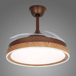 Walnut Wood Ceiling Fan with Four Lights, Silent LED Dimmable