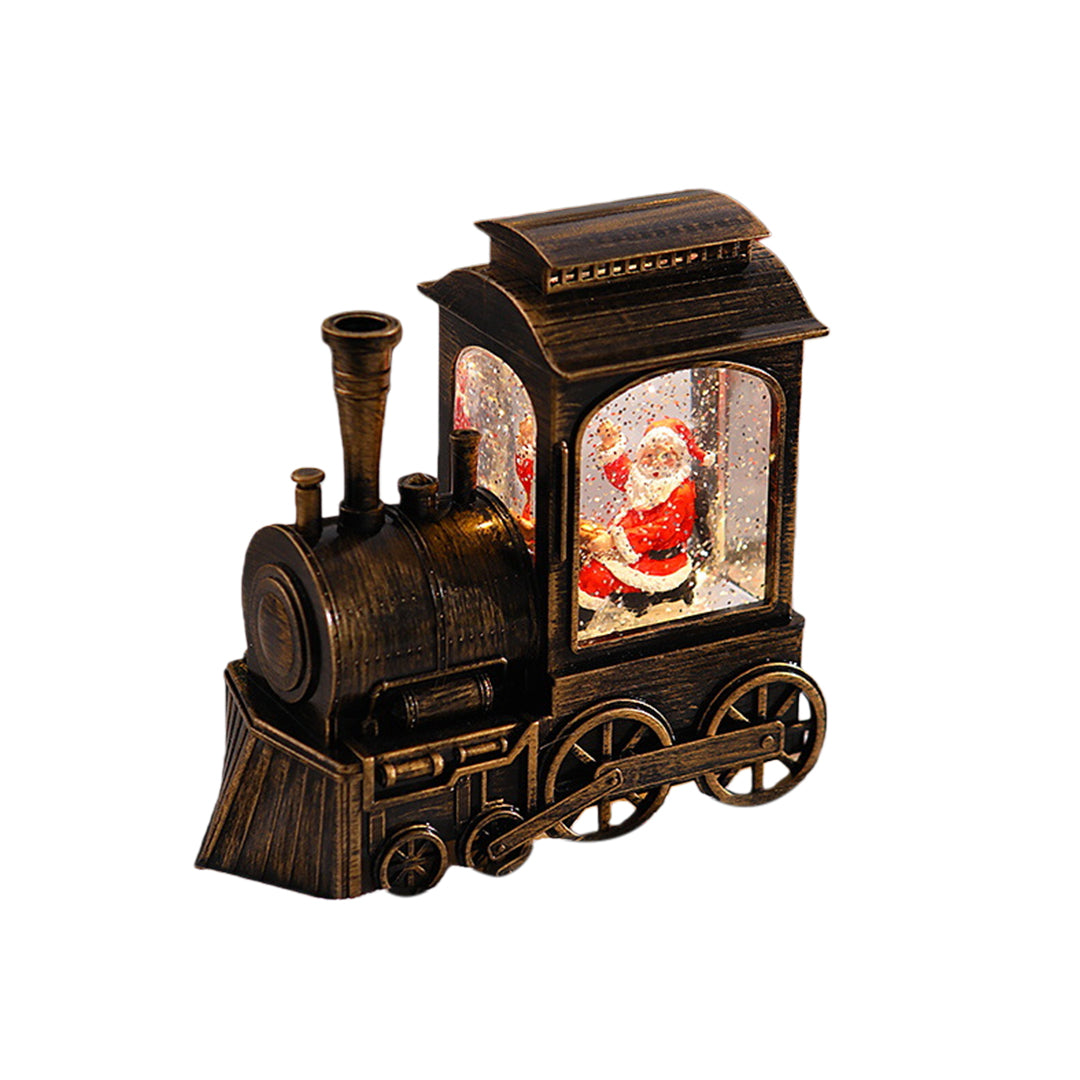 Nordic Christmas Train Table Lamp with Santa and Snowfall Effect