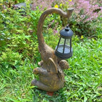 Handcrafted Resin Elephant Solar Lantern for Garden and Patio
