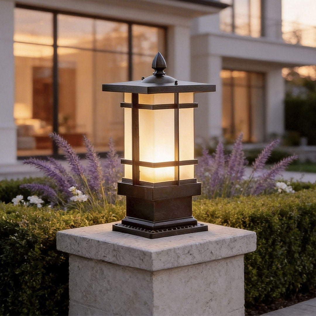 Pavilion Black Aluminum Outdoor Bollard Light with Warm LED