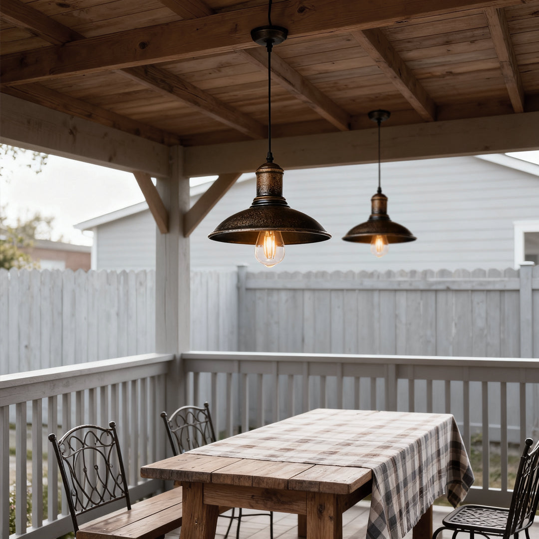 Industrial Bronze LED Pendant Light for Outdoor Ceilings