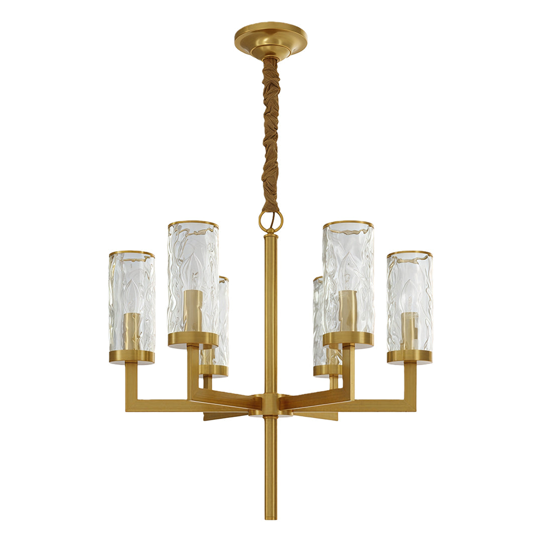 Modern Glass Island Chandelier with Copper Frame for Dining Room and Kitchen