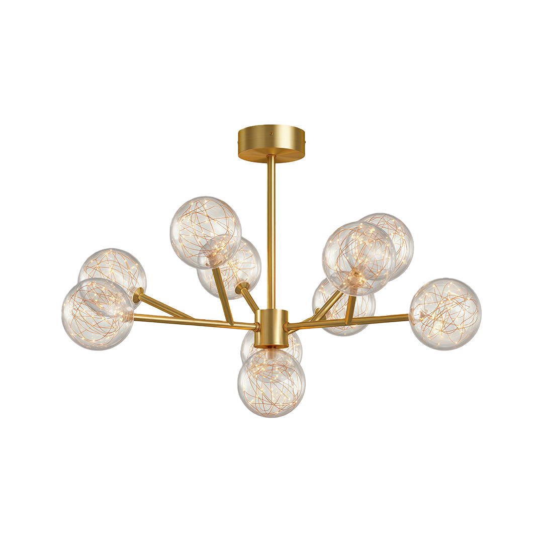 Celestial Glass Globe Chandelier – Modern Molecular LED Pendant for Dining and Living Spaces