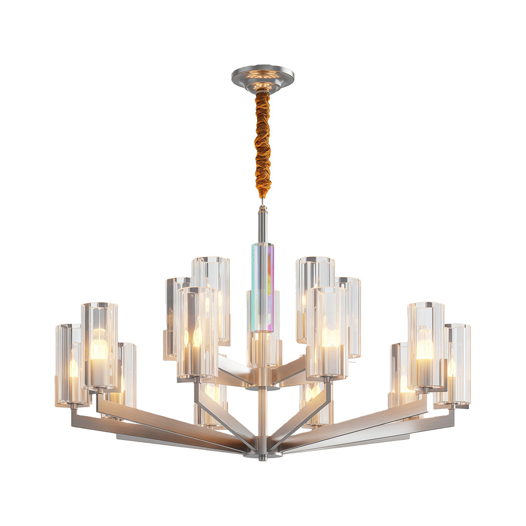 American Luxury Candle Chandelier in Brass, Chrome, or Black