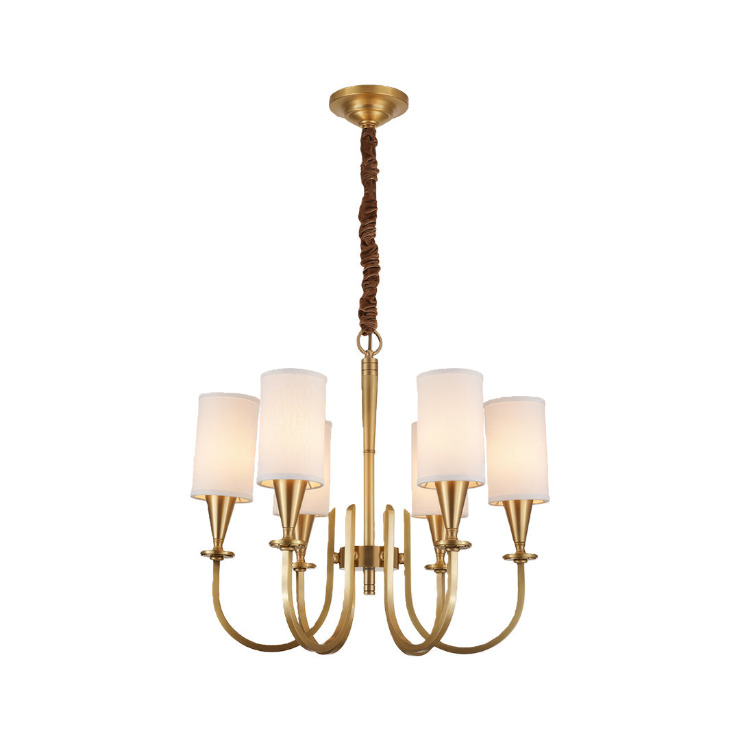 Copper Fabric Shade Chandelier Modern Minimalist Ceiling Light