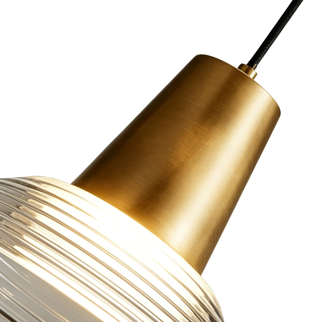 Aurora Glass Cone Pendant Light in Gold Brass, Nordic Minimalist Ceiling Lamp