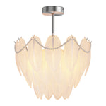 Feathers Full-Copper Chandelier with Pearl Glass Shades