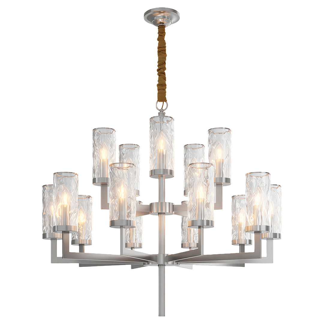Modern Glass Island Chandelier with Copper Frame for Dining Room and Kitchen