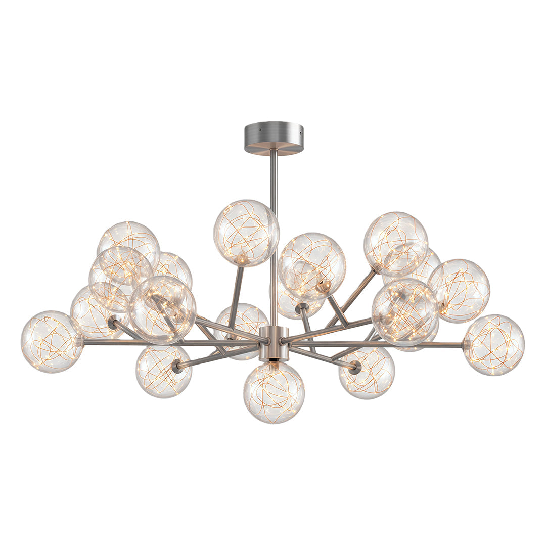 Celestial Glass Globe Chandelier – Modern Molecular LED Pendant for Dining and Living Spaces